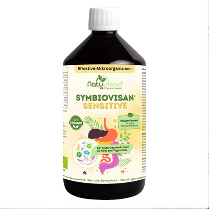 Symbiovisan® Sensitive 1000 ml – Bio-fermentiertes Elixier mit effektiven Mikroorganismen, Holunderblüte, Kamille und Salbei für sanfte Darmbalance.
