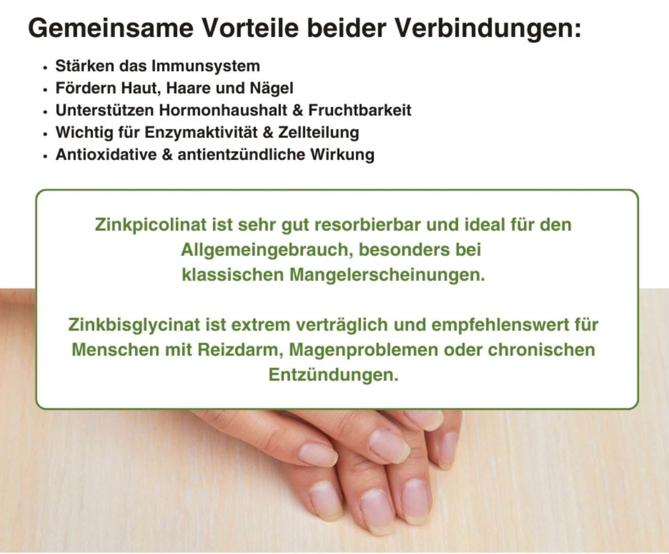 Zink Duo Komplex zur Unterstützung von Haut, Haaren und Nägeln