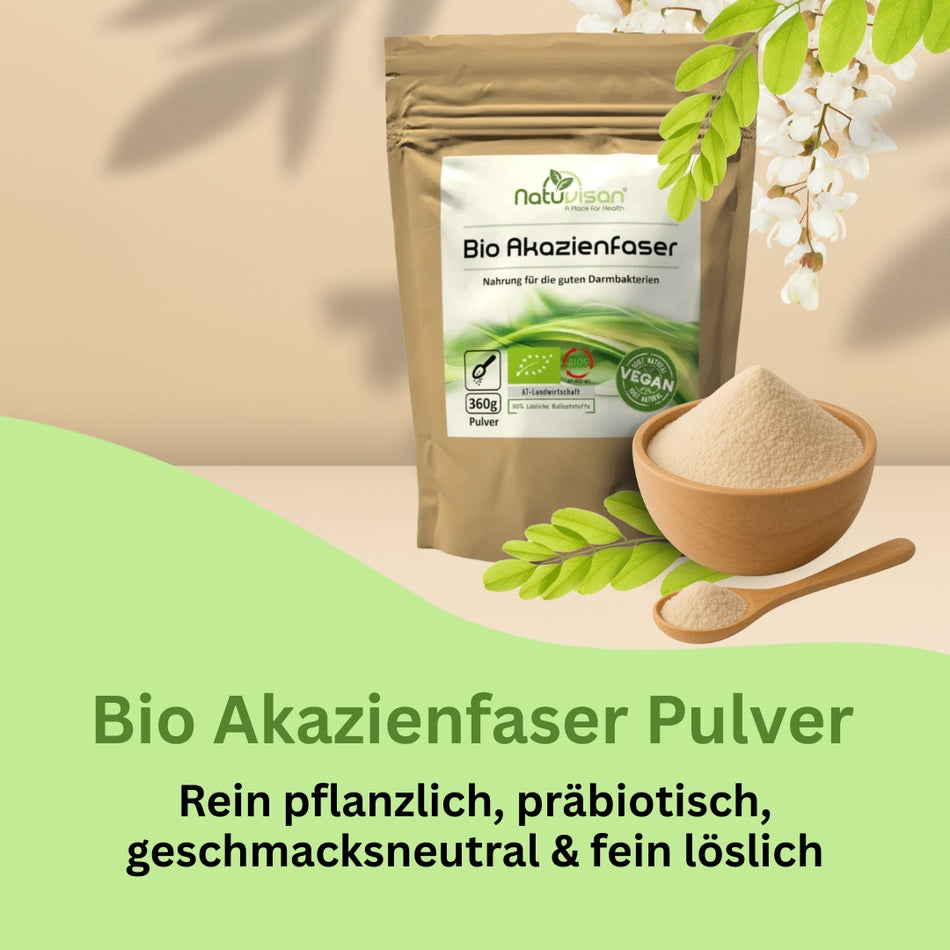 Akazienfaser Pulver in Wasser eingerührt