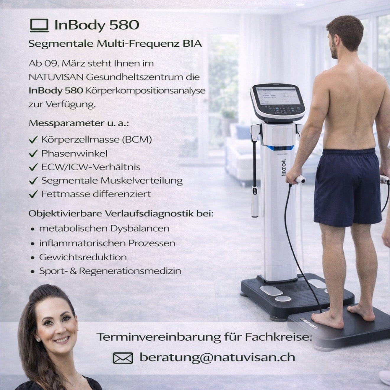 InBody 580 Körperanalyse im Gesundheitszentrum zur Messung von Körperfett, Muskelmasse und Stoffwechsel