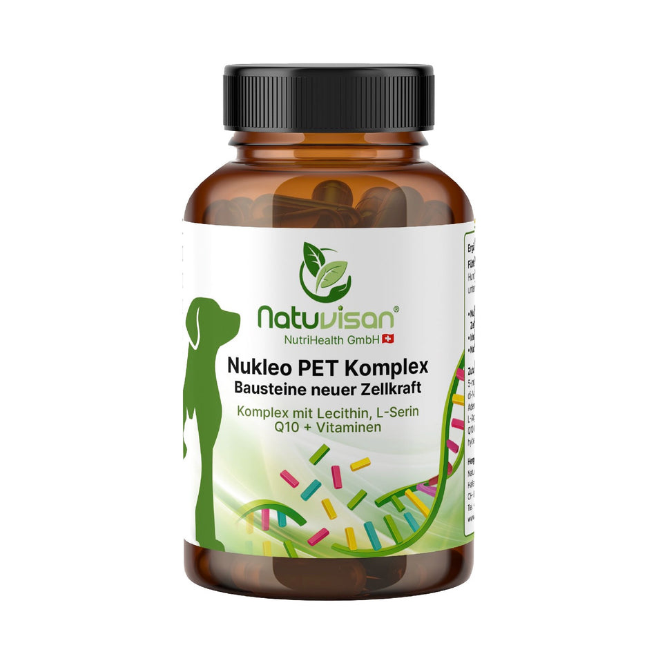 NukleoPET® Nahrungsergänzung für Hunde und Katzen mit Nukleotiden, Vitaminen, Aminosäuren und funktionellen Begleitstoffen in Pulverform.