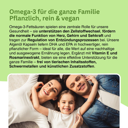 Omega-3-Algenöl-Kapseln in Premiumqualität – konzentriertes pflanzliches DHA und EPA aus Algen, optimal für vegetarische und vegane Ernährung