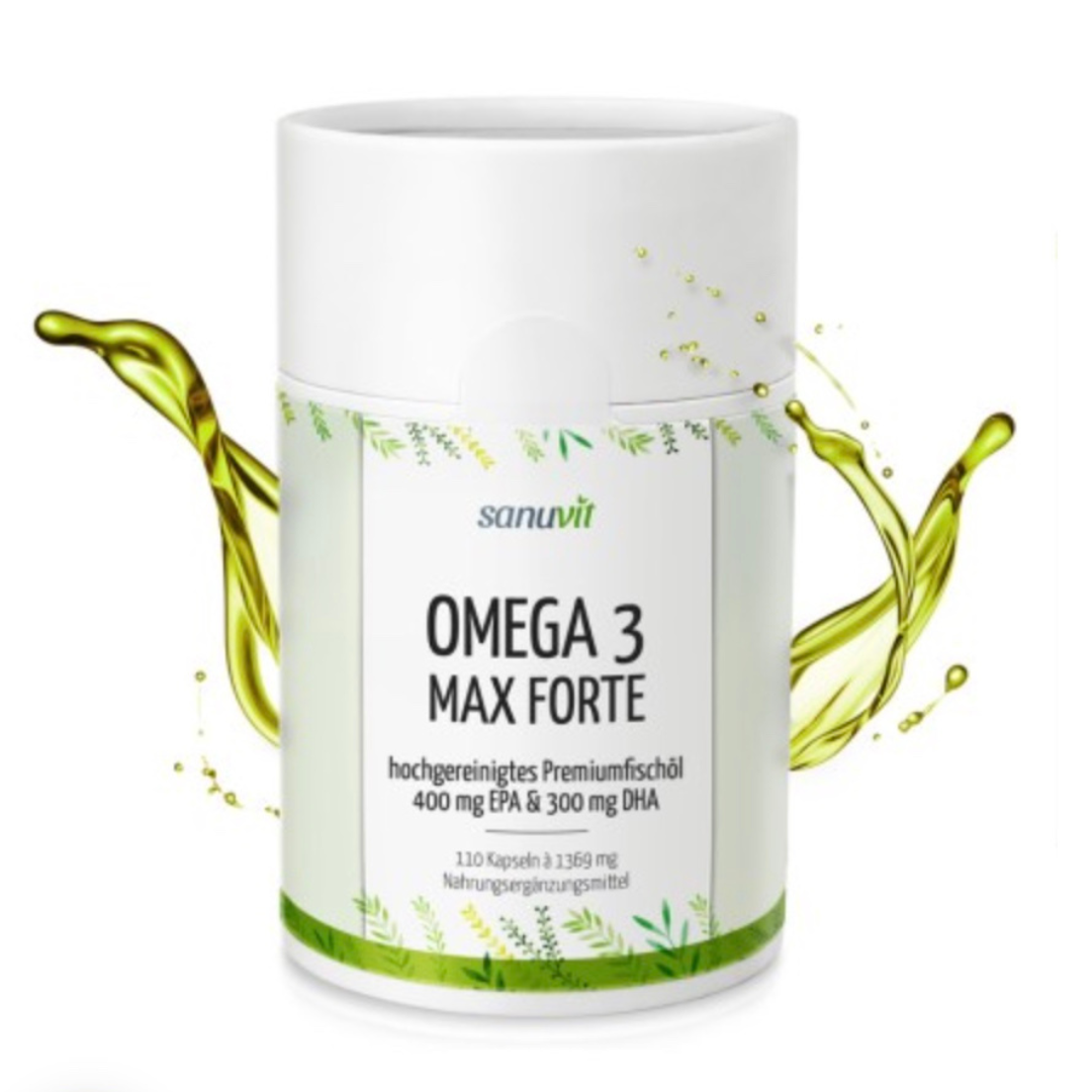 Omega 3 Max Forte Premiumfischöl 2000 mg + Vitamin E Kapseln Natuvisan