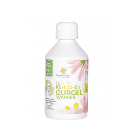 SonnenMoor Kräuter Gurgelwasser schützt optimal Mund und Rachen mit natürlichen Kräutern wie Blutwurz. Ideal zur Pflege und Reinigung der gesamten Mundhöhle.