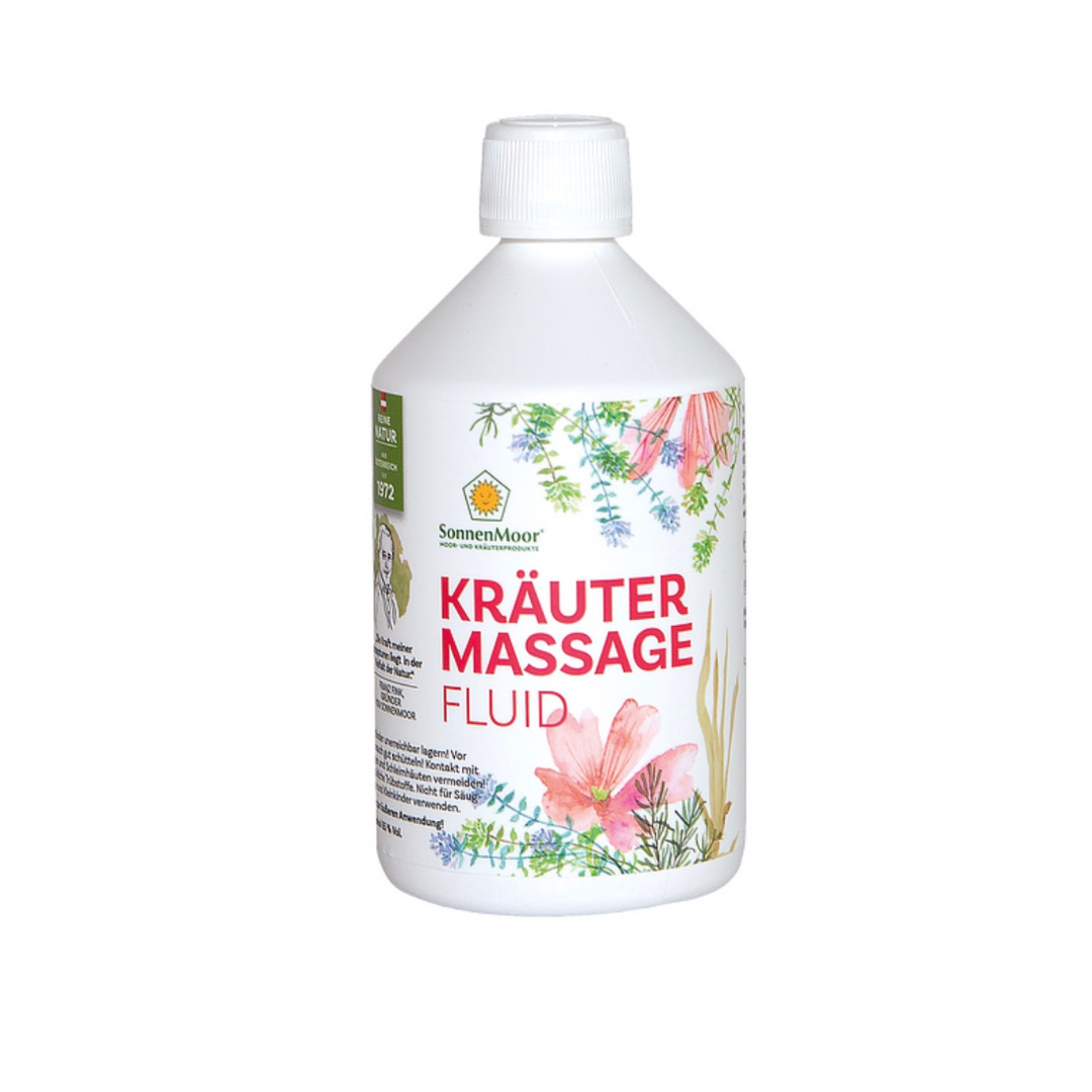 SonnenMoor Kräutermassagefluid 500 mlDas Kräutermassagefluid (die Nachfüllpackung vom 200 ml Spray) ist ein zuverlässiger Begleiter bei sportlichen Aktivitäten. Die kraftvolle, belebende und erfrischend