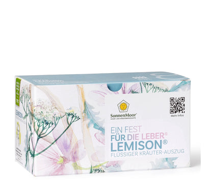 Lemison Kräuterauszug von SonnenMoor – naturreine Mischung mit klassischen Bitterkräutern wie Löwenzahn, Mariendistel und Artischocke zur ernährungsbegleitenden Unterstützung von Leber- und Gallensystem.