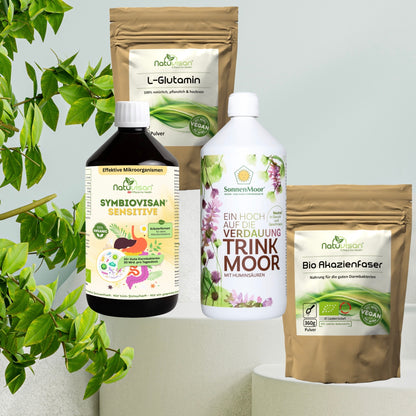NATUVISAN Darm-Produktpaket mit Symbiovisan Sensitive, Akazienfaser, L-Glutamin und Trinkmoor – ganzheitliche Mikrobiompflege in Premiumqualität
