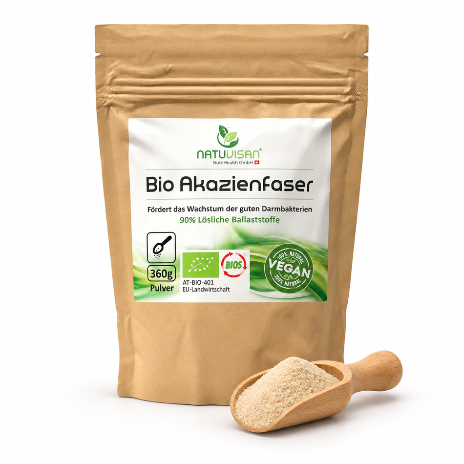Bio Akazienfaser Pulver mit INAVEA PURE ACACIA als natürliche Quelle für lösliche Ballaststoffe zur Ergänzung der täglichen Ernährung.