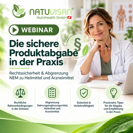 Fachwebinar zur rechtssicheren Empfehlung und Abgabe von Nahrungsergänzungsmitteln und Heilmitteln für Ärzte, Therapeuten und Naturheilpraktiker.