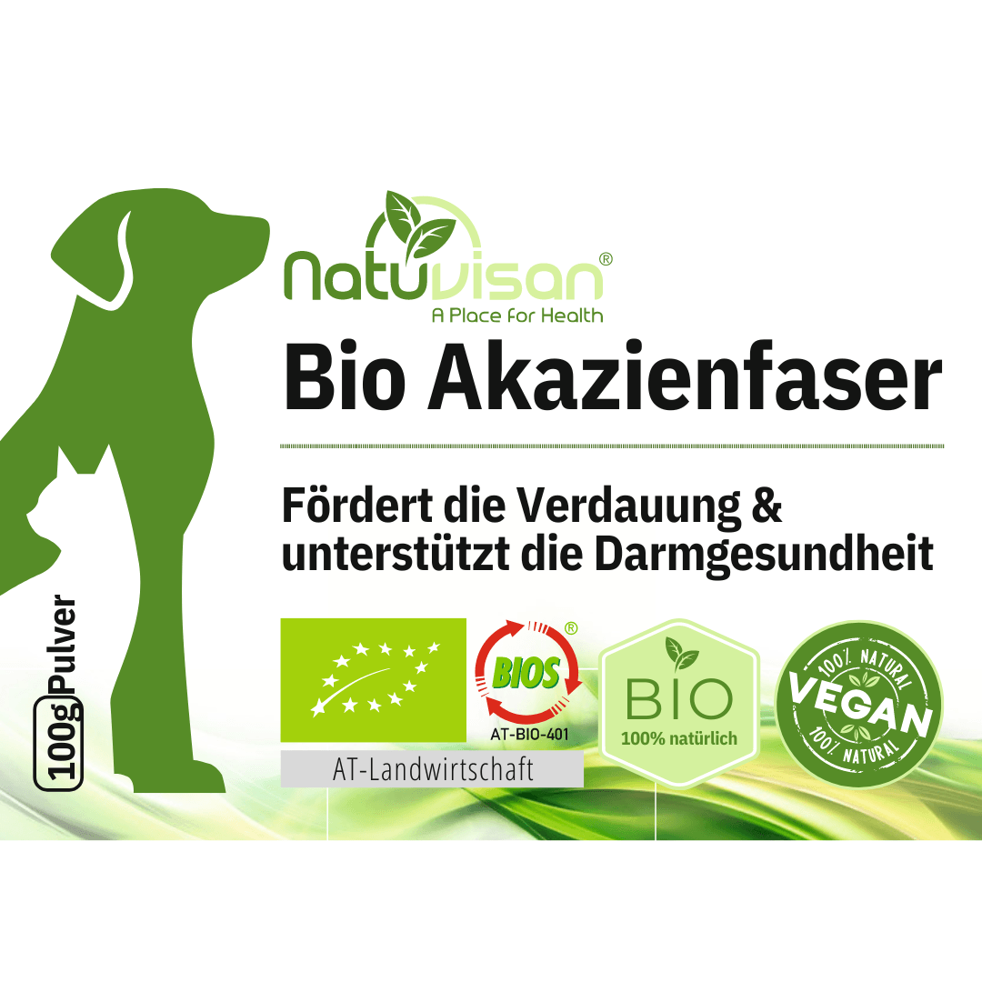 Bio Akazienfaser Pulver mit 90% löslichen Ballaststoffen für Hund und Katze 100g - Natuvisan