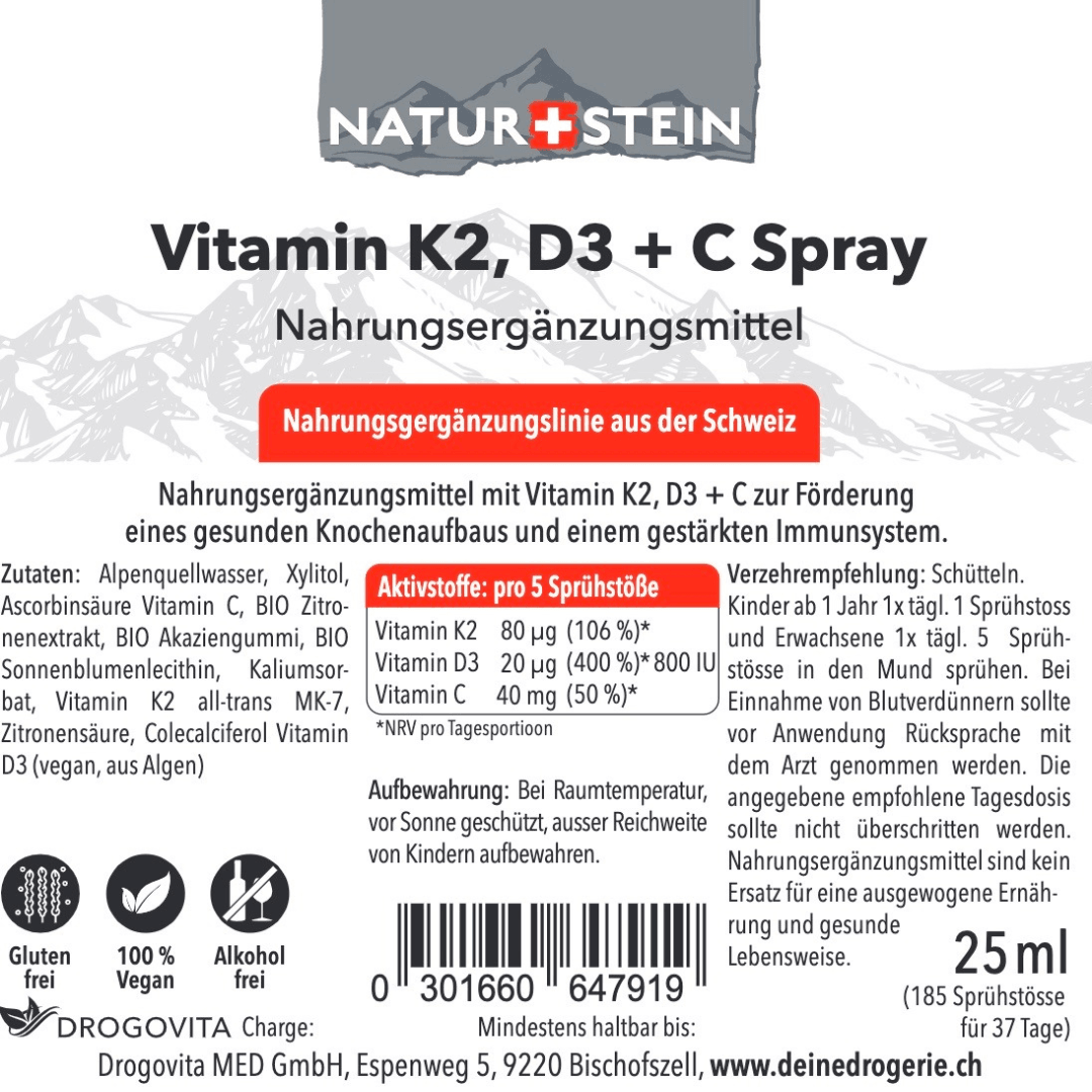 Vitamin D3+K2 Spray 25 ml - Natuvisan